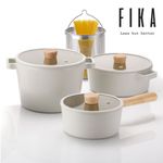 [NEOFLAM] FIKA Stockpot set(18cm/22cm Stockpot, 22cm Deep Stockpot+Stainless Steel insert)-Full Induction ceramic-Made in Korea