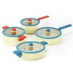 [NEOFLAM] Aluminum Cookware Danish Fry Pan set(18cm Sauce Pan, 20cm Stock Pot, 24cm Stock Pot, 24cm Multi Pan)-Full Induction ceramic-Made in Korea