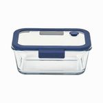 [NEOPLAM] GLACE Z Glass Vacuum Airtight Container Rectangular 1200ml – Blue, A Revolutionary Vacuum Airtight Container Made Entirely of Glass