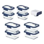 [NEOPLAM] GLACE Z Glass Vacuum Airtight Container 9-Piece Set (460ml*4+800ml*4 + Vacuum Pump )– Blue, A Revolutionary Vacuum Airtight Container Made Entirely of Glass