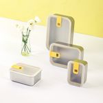 [NEOPLAM] PerfectSeal S Rectangular Airtight Container 4-Piece Set ( 550ml+800ml+1150ml+1650ml )(Grid Pattern) – Easy and Safe to Use, Perfect Airtight Seal