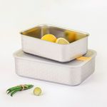 [NEOPLAM] PerfectSeal S Rectangular Airtight Container 2-Piece Set ( 1150ml+1650ml )(Grid Pattern) – Easy and Safe to Use, Perfect Airtight Seal