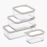 [Neoflam]FIKA ONE Glass Modular Airtight Container 4-Piece Set – A Practical and Eco-Friendly Kitchen Essential