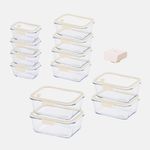 [NEOPLAM] GLACE Z Glass Vacuum Airtight Container 13-Piece Set + Vacuum Pump_ Ivory  _ A Revolutionary Vacuum Airtight Container Made Entirely of Glass