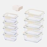 [NEOPLAM] GLACE Z Glass Vacuum Airtight Container 9-Piece Set + Vacuum Pump_ Ivory  _ A Revolutionary Vacuum Airtight Container Made Entirely of Glass