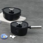 NEOFLAM FIKA APEX Black IH Induction 2-Piece Pot Set (18cm Saucepan + 20cm Casserole)