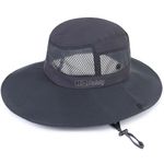 K2 Safety Breathable Mesh Sun Hat - Wide Brim, Reflective Logo, Two-Way Style (Dark Grey)
