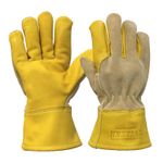 HANDMAX Hestia 2 No.219, Non-slip Industrial Safety Gloves resistant to flame and heat, cow leather, Kevlar yarn, camping/welding gloves, length 28cm, Free size