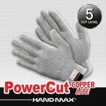 HANDMAX Power Cut Copper Light No 525, 1 pair, cut level cut 5 anti-cut, copper fiber anti-static ESD, antibacterial safety gloves, reinforced polyethylene yarn (HPPE), 15G