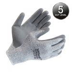 HANDMAX Safe Touch Plus Safety Gloves NO.523, Cut level 5 Anti-cut gloves, PU Coated Gloves, Glass fiber, Reinforced polyethylene yarn (HPPE), Back poly, Spandex yarn