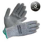 HANDMAX Safe Touch NO.520, Gray, Cut Level 3, Polyethylene Yarn, Poly Yarn, Spandex / PU (Polyurethane) Coating, 13G
