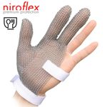 NIROFLEX Metal Chainmail Glove, 3 Fingers/Cloth Type, KFDA (Ministry Of Food And Drug Safety) Certification, CE, Cut-Resistant Glove, Stainless Steel Rings