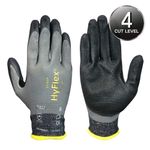 ANSEL HyFlex Work Gloves 11-939, Level 4 Cut Resistant, 18G, Dyneema, Nitrile coated, Double coating, Silicone DMF Free