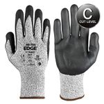 ANSEL Edge Cut Prevention Safety Heavy Duty Gloves 48-706, reinforced polyethylene yarn (HPPE), Glass fiber, Nylon, Polyester, Spandex, Cut grade C, Nitrile coated, 13G