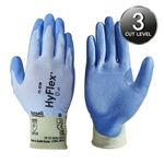 ANSEL HyFlex Ultra-light Work Gloves 11-518, Cut level 3 anti-cut gloves, 18G knitting, Spandex yarn, Dyneema fiber, PU coated