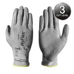 ANSEL HyFlex Work Gloves 11-727, Cut level 3 Cut protectiongloves, Thin 15G knitting, Polyethylene yarn + PU coating