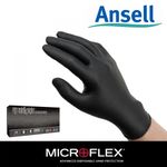 ANSEL Microflex MidKnight MK-296, (100 sheets) Nitrile material, 9.6 inches, Disposable Gloves, Powder Natural Latex free, Industrial Rubber Gloves