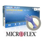 ANSEL Microflex Supreno Plus, 50 sheets, 12 inches, Long Sleeve Disposable Nitrile Material Safety Gloves, Powder Latex free, EN ISO 374-5 VIRUS