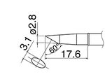 HAKKO Soldering Iron Tip T31-02BC28, Bevel Tip, 750°F / 400°C For FX-100, T31 Series