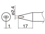 HAKKO Soldering Iron Tip T33-D24, Chisel Tip, For FX-801, T33 Series