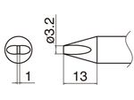 HAKKO Soldering Iron Tip T33-D32, Chisel Tip, For FX-801, T33 Series