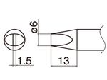 HAKKO Soldering Iron Tip T33-D6, Chisel Tip, For FX-801, T33 Series