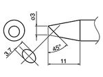 HAKKO Soldering Iron Tip T33-SSBC3, Slim Bevel Tip, For FX-801, T33 Series