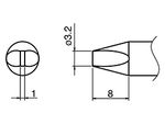 HAKKO Soldering Iron Tip T33-SSD32, Slim Chisel Tip, For FX-801, T33 Series