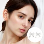 [TANDY] Signature Silver 925 Earrings TDE302 - 92.5% Pure Non-Plated Silver, Adorable Ribbon Knot Design for a Cute and Lovely Look - Made in Korea