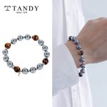 [TANDY] Premium Terahertz Unisex Bracelet TH819 – Brown Tiger's Eye for Fortune & Protection, Health-Boosting Terahertz Gemstones - Made in Korea