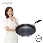COOKCELL IH Black Cube Frying Pan Single 28cm, Innovative Coating Technology, Triple-Bottom Structure, Dishwasher Safe.