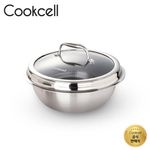 Cookcell Single Coating IH Rice Pot 22cm Black + Glass Lid: Featuring innovative coating technology and a triple-layer structure.