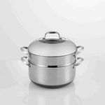 COOKCELL Black Cube Steamer Pot 28CM 9L, High-Quality Stainless Steel, Triple-Layer Construction, Induction Compatible