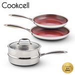 COOKCELL Ruby Edition Double IH 5-Piece Set, Innovative Coating Technology, Triple-Bottom Structure, Dishwasher Safe.