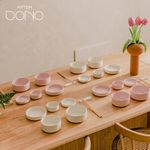 [MYTEM] DONO Stoneware 4-Person Set 28P (Baby Pink) A ceramic set with a soft floral-inspired hue – safe, stylish, and practical tableware.