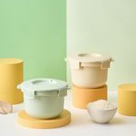 [Calo Bowl] Low-Carb Rice Cooker 1+1(MINT+CREAM) – Microwave-Friendly Rice Cooker Reduce carbs, retain the flavor!  – Made in Korea