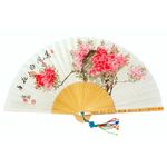 ATTY FACTORY Premium Traditional Korean Folding Fan – Hand-Painted Azalea on Hanji & Bamboo, Premium Craftsmanship, with Traditional Knot + Box + Silk Pouch – Made in Korea