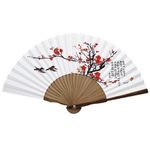 [ATTY FACTORY] Korean Traditional Folding Fan – Plum Blossom of Four Gracious Plants (Plum, Orchid, Bamboo, Chrysanthemum) _ Hanji & Bamboo Material _ Korean Knot & Gift Box Included _ Made in Korea