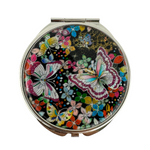 NAMIN Craft Korean Traditional Mother-of-Pearl Double-Sided Compact Mirror (70mm x 75mm), Butterfly And Flower – Made in Korea, Authentic Handicraft & Souvenir