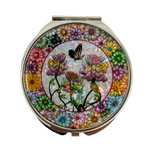 NAMIN Craft Korean Traditional Mother-of-Pearl Double-Sided Compact Mirror (70mm x 75mm), Butterfly Peony Flower – Made in Korea, Authentic Handicraft & Souvenir