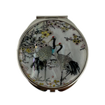 NAMIN Craft Korean Traditional Mother-of-Pearl Double-Sided Compact Mirror (70mm x 75mm), Crane White – Made in Korea, Authentic Handicraft & Souvenir