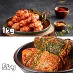 Gangsooni Myeongga Kimchi Set _ Whole Cabbage Kimchi 5kg + Chonggak Kimchi 1kg _ Authentic Korean Fermented Kimchi Duo with Deep, Spicy Flavor