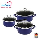 [KOCHSTAR] Vienna Blue Keramic Cookware 3-Piece Set (KSC-VBS6P04C4) – Premium Ceramic Coating, Induction & Oven Safe, Antibacterial & Far-Infrared Cooking _ Made in Germany