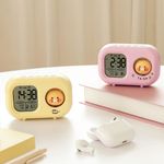 Kakao Friends Choonsik Low-Noise Digital Desk Clock | Alarm/Temp/Night Light/Snooze Function | Designed in Korea