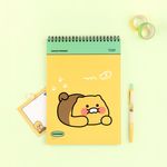 Kakao Friends Choonsik Top Spiral Notebook | B5 Lined Twin Ring Note | 360° Lay-Flat | 70 Sheets 7mm Ruled | Made in Korea