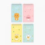 Kakao Friends Little Friends Top Spiral Notebook (Ryan/Apeach/Muzi/Tube) | 360° Twin Ring Pocket Size Memo Pad | 80x135mm 50 Sheets | Made in Korea
