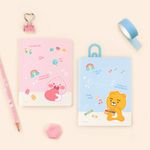 Kakao Friends Little Friends Lovely Mini Notebook (Ryan/Apeach) | 180° Flat-Lay Staple Bound Note | 7mm Ruled 32 Sheets | Portable Made in Korea