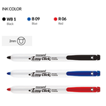 [Monami] Easy Click Whiteboard Marker 3 Colors (Black, Blue, Red) | Retractable Capless Design | 2.0mm Round Nib | Designed in Korea