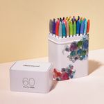 [Monami] Plus Pen 3000 60 Color Set | Water-Based Dye 54 + Pigment 6 | Watercolor/Drawing Optimized | 0.4mm Nib | Tin Case | Designed in Korea