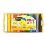DONG-A Yellow Chick Non-Smudge Crayons 12 Colors | Clear Travel Case | ACMI, CE, KC Certified Safety | Clean Hands Art | Made in Korea